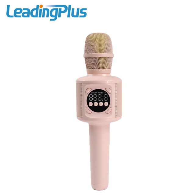 Leadingplus Factory Price Custom  Karaoke Mic Led Screen Display Wireless Microphone Speaker