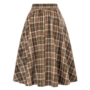 Jupes évasées maxi pour femme, personnalisées OEM, style vintage, taille haute, respirantes, sexy, pour club, à imprimé écossais, en maille rétro, coupe trompette/sirène - Product Image 2