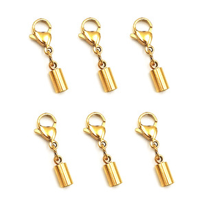 Juego de cierres de langosta de acero inoxidable de una sola cabeza para pulseras de cuerda, accesorios de joyería DIY, chapado en oro y plata - Product Image 5