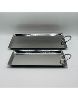 Classic Rectangle Shape <b>Stainless</b> <b>Steel</b> Serving <b>Tray</b> With Smooth Edges For Everyday Household Use - Product Image 1
