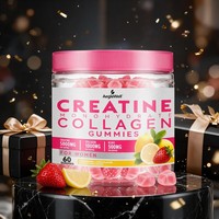 Gummies de créatine monohydrate et collagène OEM AegleWell pour femmes, 60 unités, 5000 mg de créatine, 1000 mg de collagène, BCAA, Conforme à la norme Prop65