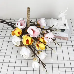 Flores artificiales de Magnolia, decoración, venta al por mayor, D166