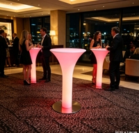 Table de bar haute en plastique LED lumineuse sans fil rechargeable pour hôtel, ferme, plage, pelouse, restaurant