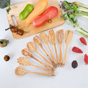 Ensemble d'ustensiles de cuisine en bois pressé, 9 pièces, avec spatule, cuillère et passoire pour la cuisson sur cuisinière - Product Image 3