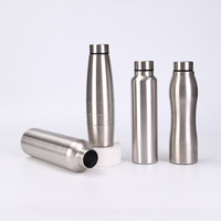 Bouteille d'eau de sport en acier inoxydable 304, gourde portable de voyage, forme de gourde, 1000 ml, bouilloire monocouche