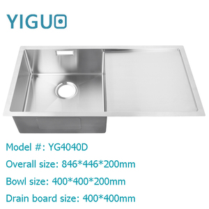 Fournisseur direct d'usine qualité et compétitif évier de cuisine SUS304 simple cuve surface brossée en acier inoxydable avec égouttoir - Product Image 2