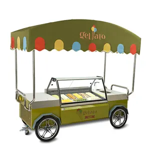 Chariot de crème glacée Portable de haute qualité avec réfrigérateur et congélateur à roulettes pour Restaurant