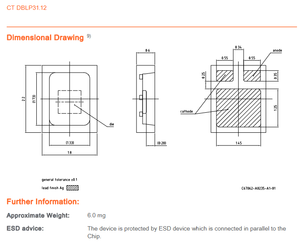 Chip LED SMD OSRAMs FIREFLY CT DBLP31.12 0.046 W, Verde Verdadero 513-545 nm, Regulable, 520 Lm/W para Monitoreo de Salud - Product Image 6