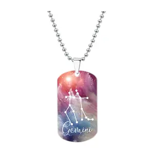 Ywganggu Commemorative Custom 12 Constellations Necklace Exquisite Design Stainless Steel UV Printing Necklace Jewelry