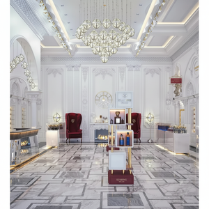 Exhibidor de Metal Moderno con Iluminación LED Ecológica e Impermeable para Perfumes y Cosméticos, Mueble de Exhibición de Maquillaje Personalizado - Product Image 1