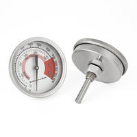 Termometer pemanggang BBQ, pengukur suhu indikator panas generik Stainless Steel