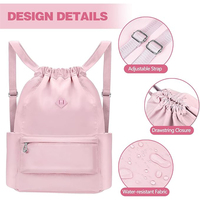 Sac à dos de sport tendance pour l'extérieur et l'école avec fermeture éclair, grand sac à dos à cordon pour le shopping et la randonnée