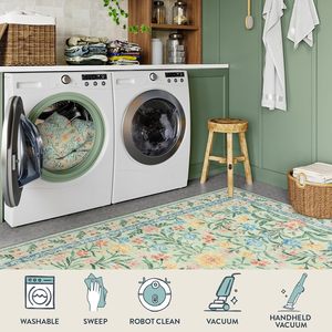 <span class=keywords><strong>Tapis</strong></span> d'appoint doux, écologique, lavable, <span class=keywords><strong>vert</strong></span> <span class=keywords><strong>sauge</strong></span>, style bohème vintage, 6x9, antidérapant, à poils ras, pour chambre d'enfant et décoration intérieure - Product Image 5