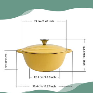 Casserole en <span class=keywords><strong>fonte</strong></span> émaillée antiadhésive de 3,8 kg <span class=keywords><strong>pour</strong></span> la cuisson et le mijotage – Indispensable <span class=keywords><strong>pour</strong></span> toutes les plaques de cuisson - Product Image 2