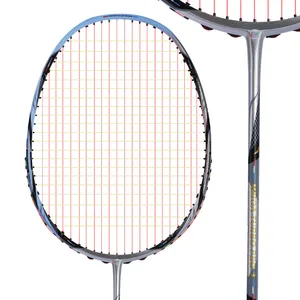 Raket Badminton seimbang 4U profesional, kustom dengan desain pegangan PU karbon penuh