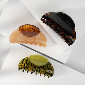 Pinza de pelo de grano de madera Retro de lujo Wjia, accesorios para el cabello de mujer de ácido acético de empalme de alta textura francesa - Product Image 5