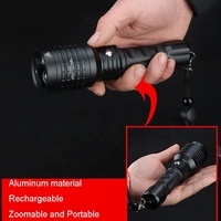 Lampe torche tactique de chasse portable rechargeable en alliage d'aluminium zoomable QXMOVING avec lumière laser verte pour situations d'urgence en extérieur