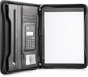 High-end Business <b>Briefcase</b> with Zipper Padfolio Excellent Business Impression Starts with PU Artificial <b>Leather</b> - Product Image 1