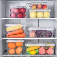Boîtes de rangement pour réfrigérateur en plastique PET sans BPA, transparentes, empilables, avec demi-couvercle hermétique, écologiques, pour fruits et légumes