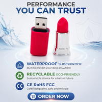 Clé USB 2.0 en plastique en forme de rouge à lèvres avec logo personnalisé, 2 Go/32 Go/128 Go, chiffrée, garantie 3 ans, coffret cadeau pour cadeaux promotionnels