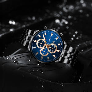 Montre pour homme <span class=keywords><strong>Cuena</strong></span> 6025, vente chaude, multifonction, aiguilles lumineuses, étanche 3 bars, date automatique, bracelet en acier inoxydable - Product Image 4