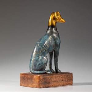 Escultura de Perro Galgo en Cobre y Oro, Adorno Artístico para Sala de Estar - Product Image 3