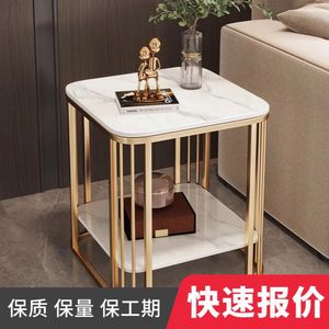 Minimalist Marble <b>Side</b> <b>Table</b> Square Double Layer Living Room Coffee <b>Table</b> Modern Design <b>High</b> End Decor - Product Image 5