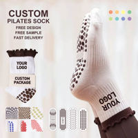 Chaussettes de yoga pour femmes, antidérapantes, avec logo de marque, chaussettes de pilates, chaussettes de sport, chaussettes de ballet, chaussettes tricotées de luxe, chaussettes personnalisées