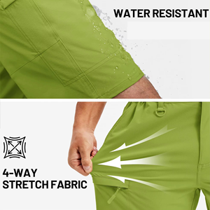 Shorts cargo vert pour homme, séchage rapide, tissu Oxford, taille mi-haute, plusieurs poches, décontracté, pour l'extérieur, style Bermuda - Product Image 3