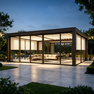 Pérgola de aluminio para exteriores RKOVE con persianas 4x4m impermeable para jardín o patio trasero - Product Image 1