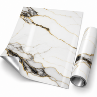 Papier peint autocollant en marbre blanc gris doré 60x60cm avec surface en PET et mousse IXPE pour murs intérieurs