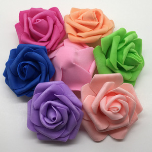 Fleur décorative de mariage 6-7cm, plusieurs couleurs, tête de rose artificielle en mousse - Product Image 2
