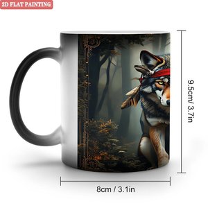 Simple Modern Home Kitchen Mug Frosted Black 11oz <b>Ceramic</b> Heat Sensitive Magic <b>Cup</b> - Product Image 1