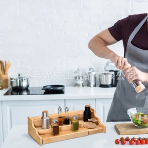 Atractivo estante telescópico de tres niveles para condimentos y especias, organizador de escritorio y estante de almacenamiento para cocina - Product Image 5
