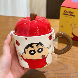 Crayon Shinchan Ceramic <b>Mug</b> <b>With</b> <b>Lid</b> And Handle Cartoon Design For Home <b>Coffee</b> Cup Gift For Girls - Product Image 5