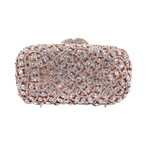 Women Dazzling Gemstone <b>Clutch</b> Purse Rhinestones Formal Evening Bag 3D Wedding Handbag with Detachable Chain - Product Image 1