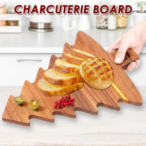 Juego de 3 bandejas de madera de acacia para árbol de Navidad, platos para servir frutas, pan, pizza, vajilla decorativa para mesa de cocina - Product Image 5