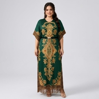 Robe plissée décontractée pour femme grande taille, avec ceinture, imprimée, manches chauve-souris, mi-longue, style Miyake, vente en gros