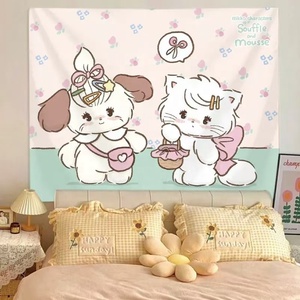 Mikko phim hoạt hình anime Treo VảI cho thuê nhà tường che vải trang trí cao cấp vải Nền Trái Tim nữ tính dễ thương - Product Image 4