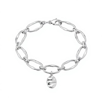 Bracelet à maillons ovales ondulés, chaîne en métal, fermoir mousqueton, bijoux de mode, cadeau