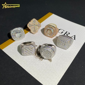 कस्टम लक्जरी चैंपियनशिप पुरुष रिंग बनाम मोइससानाइट हिप हॉप शैली के गहने 925 स्टर्लिंग सिल्वर डायमंड क्रॉस रिंग्स - Product Image 4