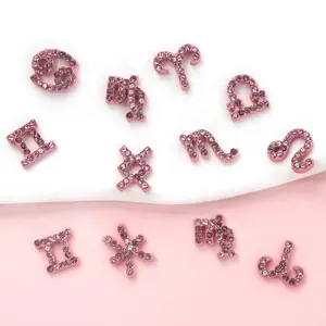 New pink 12 constellation alloy nail charms beauty nail art decoration 3D manicure accessories