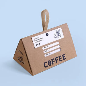 Cajas piramidales con temática de café de 12 a 20 piezas con asa, bolsas de regalo de papel para pequeños obsequios, eventos corporativos y exhibición en tiendas. - Product Image 3