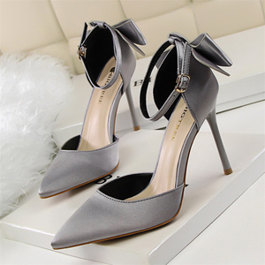 Sexy Back Bow Shoes Tacones Mujer Ankle Buckle Hollow Sandals Evening Party 8CM 10CM Stiletto Pumps High <b>Heels</b> for Women - Product Image 4