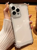 Coque de téléphone transparente antichoc de luxe en PC rigide et silicone souple pour iPhone 17 16 15 14 13 12 Pro Max X XR