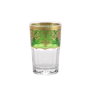 Juego de vasos de té de lujo estilo marroquí, 12 Uds., con caja de regalo, juego de tazas de té de cristal árabe turco personalizado con calcomanía plateada dorada - Product Image 2