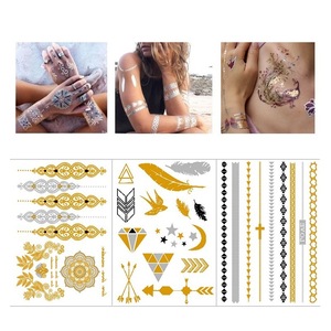 High Quality <strong>Women</strong> Chain Bracelet Fake Jewelry Waterproof Temporary <strong>Tattoo</strong> Arm Sleeve Hand <strong>Wrist</strong> Gold Metallic <strong>Tattoo</strong> Sticker