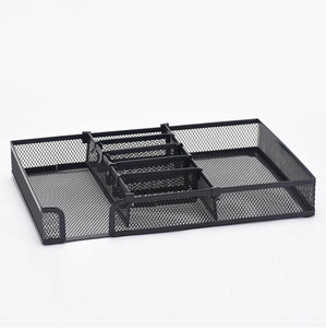 <span class=keywords><strong>Cesta</strong></span> Organizadora de Escritorio de Metal Negro con Malla Metálica para Oficina y Escuela, Organizador de Papelería Combinado - Product Image 3