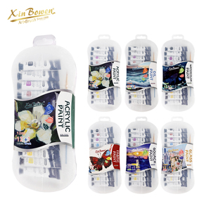 Peintures multifonctionnelles Xin Bowen 12 couleurs x 12 ml <span class=keywords><strong>Huile</strong></span>/Gouache/Verre/Tissu Acrylique/Aquarelle Ensemble de <span class=keywords><strong>peinture</strong></span> avec pinceaux et boîte en PP - Product Image 2