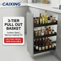 CAIXING Panier coulissant de cuisine à 3 niveaux, tiroir étroit pour armoire, organisateur d'épices, durable, facile à nettoyer, gain de place, direct usine